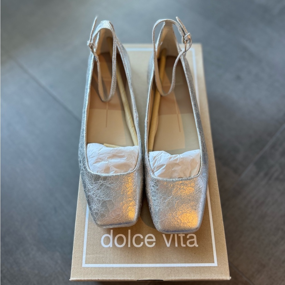 Dolce Vita Metallic Silver Flats 7